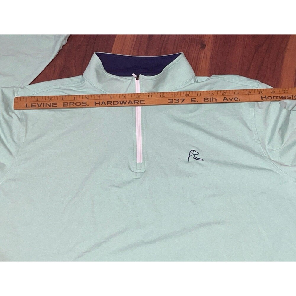 Rhoback Green Mint  1/4 Zip Long Sleeve Collared Golf Polo Shirt XXL Nylon Blend - Picture 6 of 7